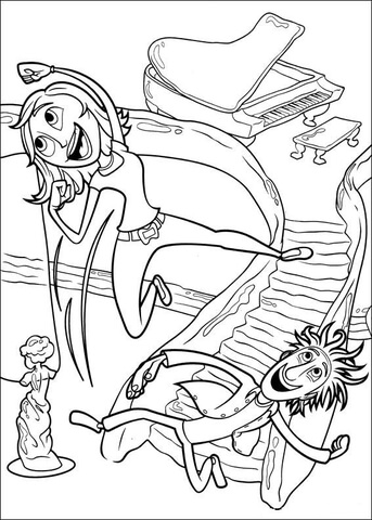 Happy Flint And Sam  Coloring Page